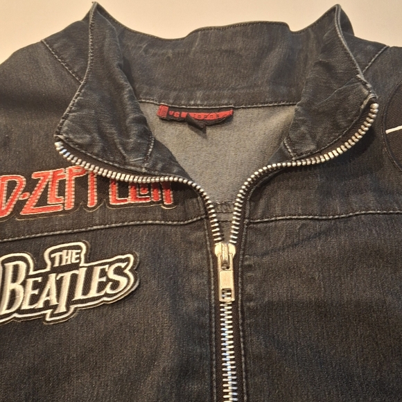 VG Jeans Women's Black Demin Long Sleeve Classic Rock Zip Up Jacket Size 10 - Picture 3 of 14